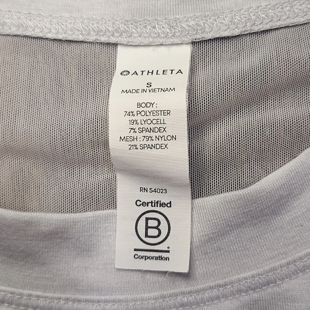 Athleta Mesh Shoulder Active Tee Gray White Workout Top Small - Picture 8 of 14